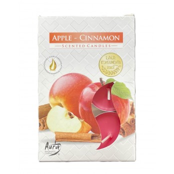 VONNÉ ČAJOVÉ SVÍČKY - Jablko a skořice, 6 ks