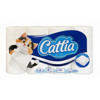 TOALETNÍ PAPÍR CATTIA - 3 vrstvý, 8 rolí