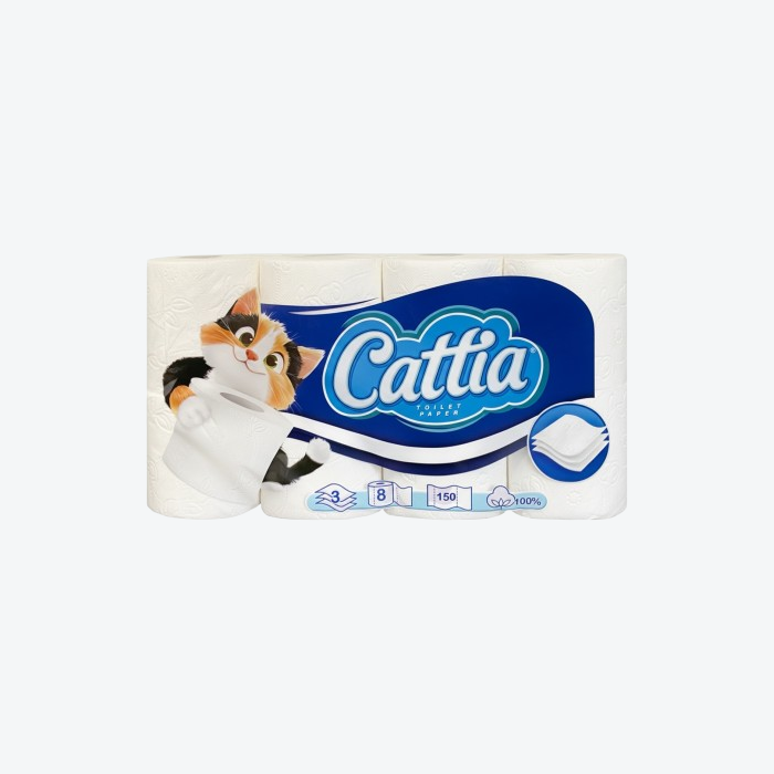 Cattia Toaletní papír 3 vrstvý 8 rolí