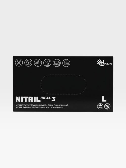 Rukavice nitrilové černé nepudrované - L / 100 ks