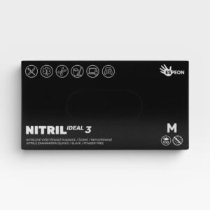 Rukavice nitrilové černé nepudrované - M / 100 ks