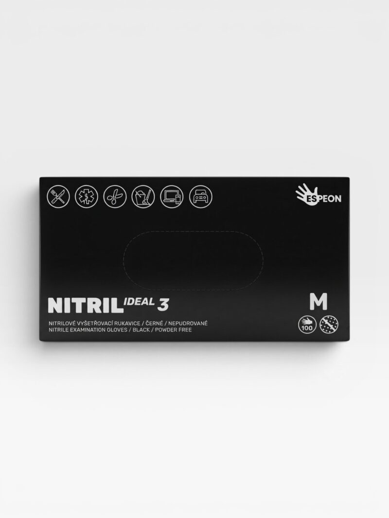 Rukavice nitrilové černé nepudrované - M / 100 ks
