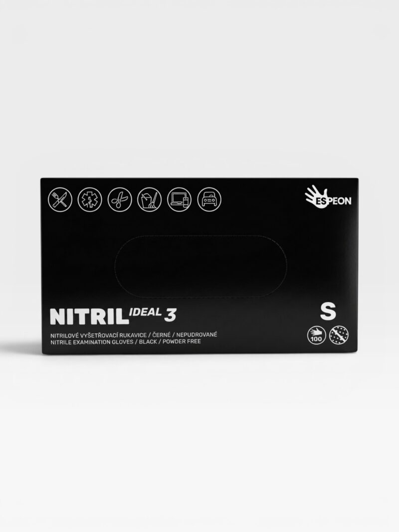 Rukavice nitrilové černé nepudrované - S / 100 ks