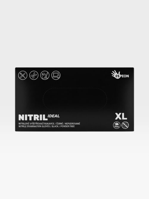 Rukavice nitrilové černé nepudrované - XL / 100 ks