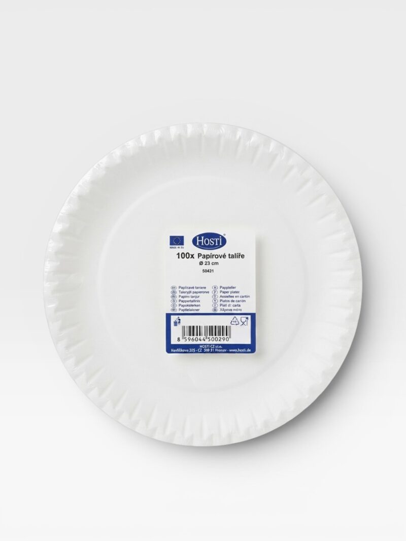 Papírové tácky kulaté 23 cm / 100 ks