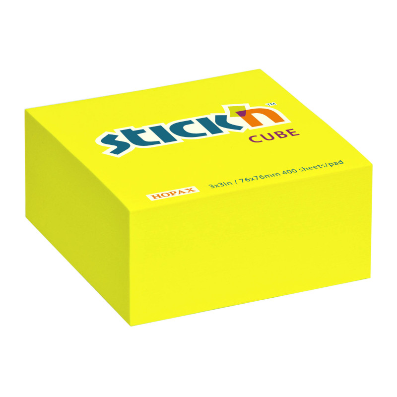 Samolepicí bločky Stick´n by Hopax - 76 x 76 mm / 400 lístků / neon žlutá