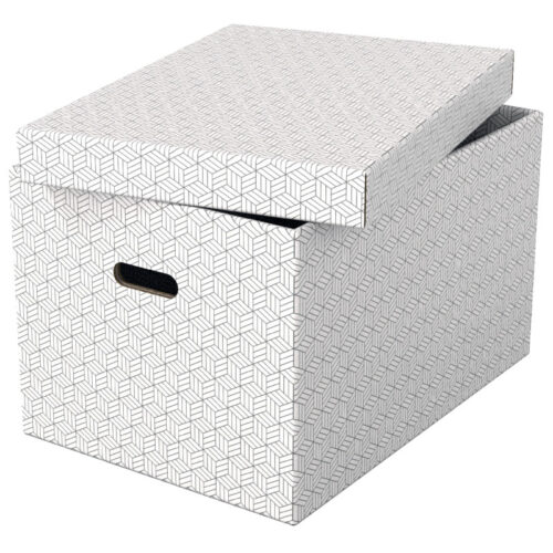 Krabice úložná Esselte - L / bílá / 510 x 355 x 305 mm / s otvory / 3 ks