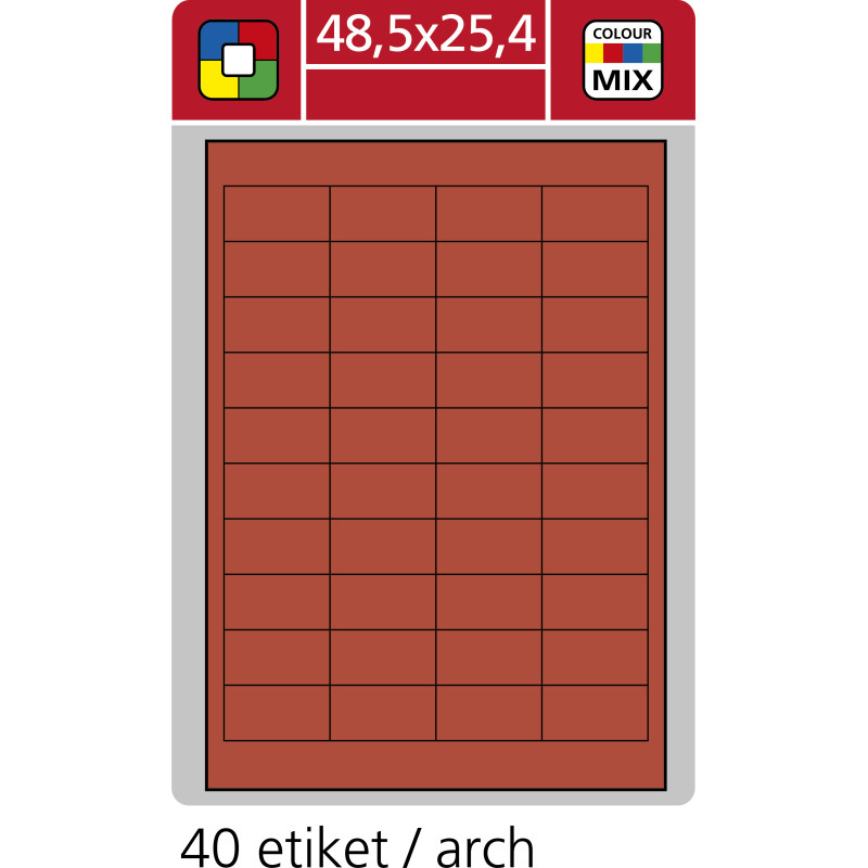 Print etikety A4 pro laserový a inkoustový tisk - 48,5 x 25,4 mm (40 etiket / arch) červená