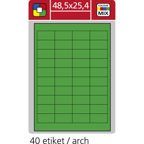Print etikety A4 pro laserový a inkoustový tisk - 48,5 x 25,4 mm (40 etiket / arch) zelená