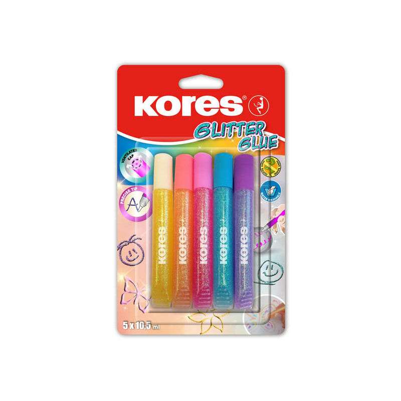 11073-large_default Lepidlo Kores Glitter Glue - 5 x 10,5 ml / pastelové barvy