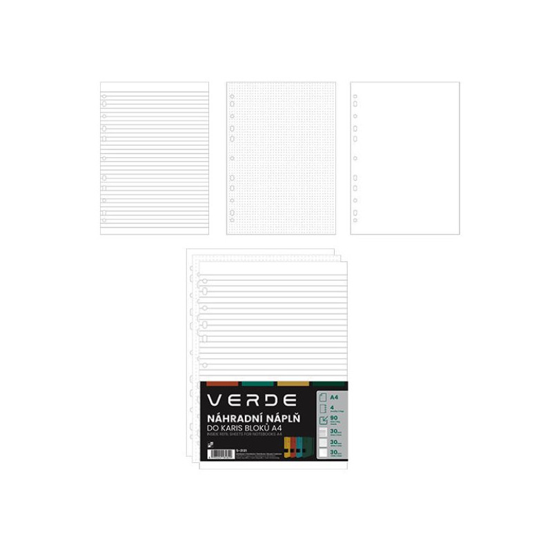 11433-large_default Náhradní náplň do kroužkových záznamníků VERDE Karis - A4 / 90 listů