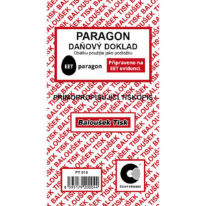 Paragon daňový doklad blok Baloušek 80 x 150 mm / nečíslovaný / 50 listů / NCR / PT010