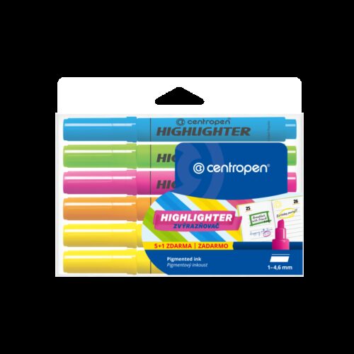 Zvýrazňovač Centropen HIGHLIGHTER 8552 / sada 5 + 1