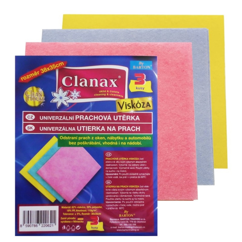 Univerzální utěrky Clanax z mikrovlákna - 35 x 38 cm / 3 ks
