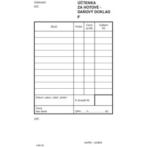 12226-large_default MSK 62 účtenka za hotové číslovaná 2 x 50 listů NCR