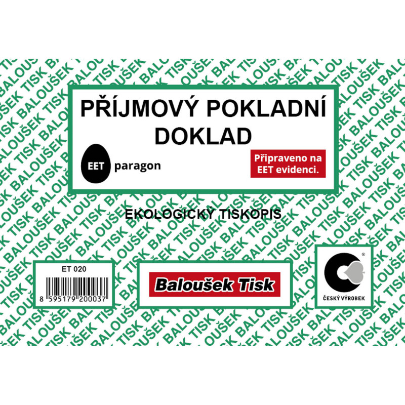 12370-large_default Příjmový pokladní doklad Baloušek A6 / nečíslovaný / 50 listů / ET020