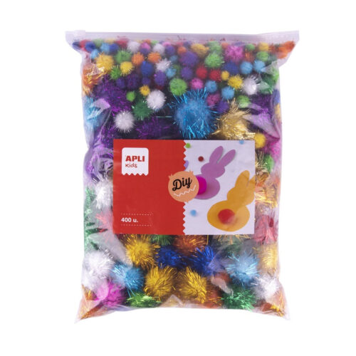 13663-large_default Kuličky POM-POM APLI JUMBO se třpytkami /mix velikostí / 400 ks