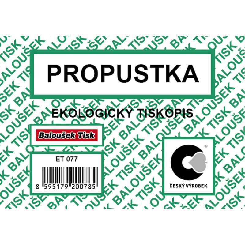 Propustka Baloušek A7 / 50 listů / ET077