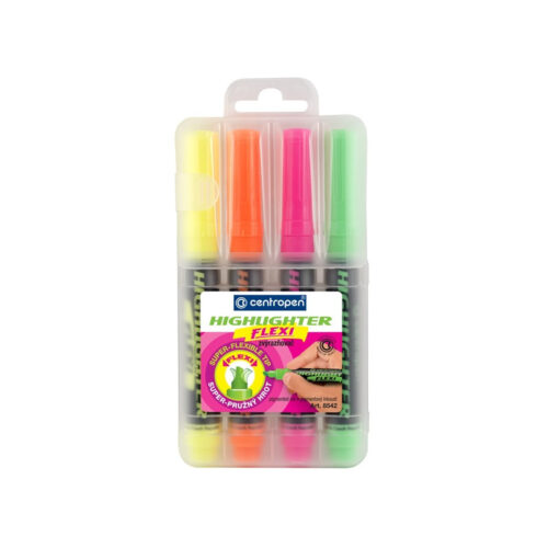 Zvýrazňovač Centropen Flexi 8542 / sada 4 ks