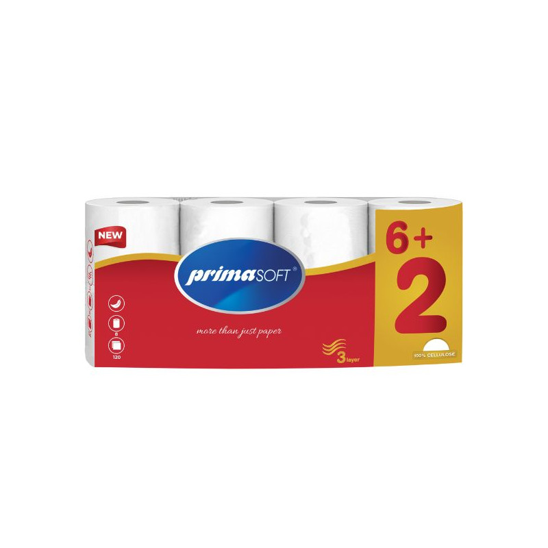 15945-large_default Papír toaletní PrimaSoft - 3- vrstvý / 6+2 rolí