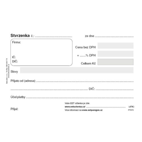 Stvrzenka Baloušek A6 / 50 listů / NCR / PT070
