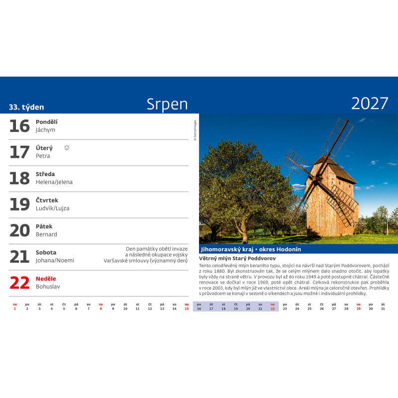 Kalendář stolní - Křížem krážem ČR / S23
