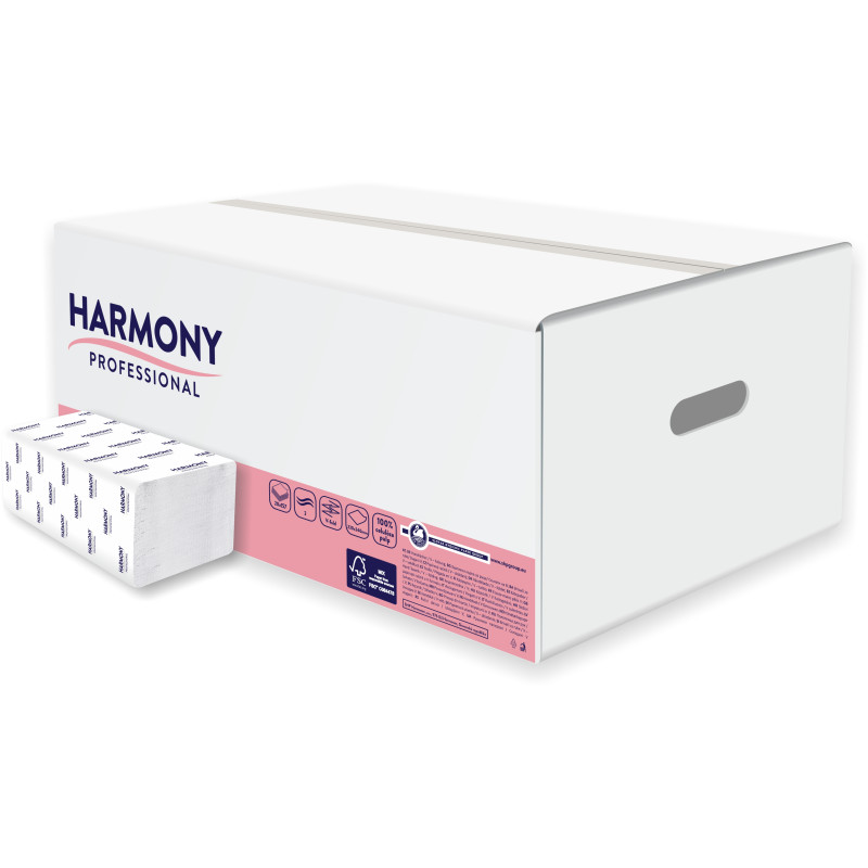 Papírové ručníky skládané Z-Z Harmony bílé / 2-vrstvé / 150 ks