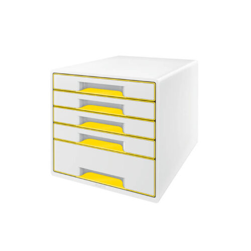 Zásuvkový box Leitz WOW - 4+1 zásuvky / žlutá