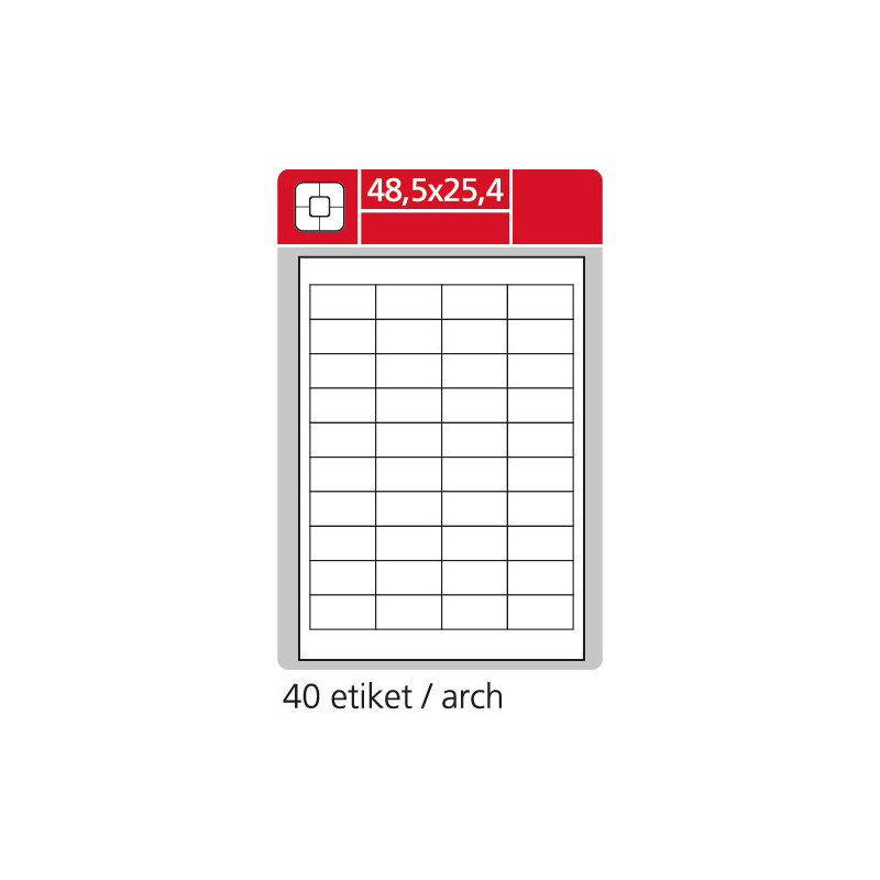 Print etikety A4 pro laserový a inkoustový tisk - 48,5 x 25,4 mm (40 etiket / arch ) / snímatelné