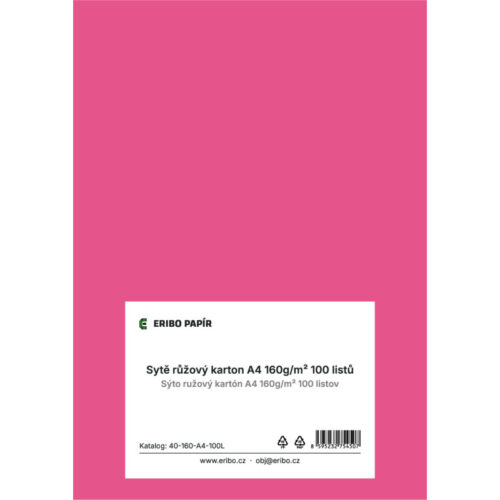 Barevný karton - A4 / 160 g / sytě růžová