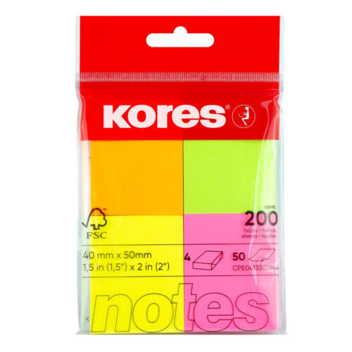 6548-large_default Samolepicí bločky Kores Multicolor - 40 mm x 50 mm / 4 ks