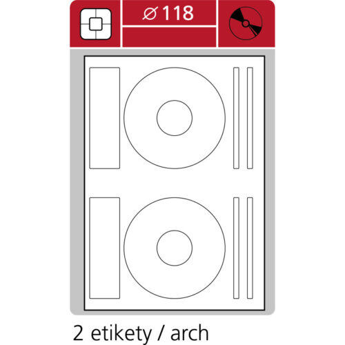 7391-large_default Print etikety A4 pro laserový a inkoustový tisk - průměr 118 mm (2 etikety / arch) na CD