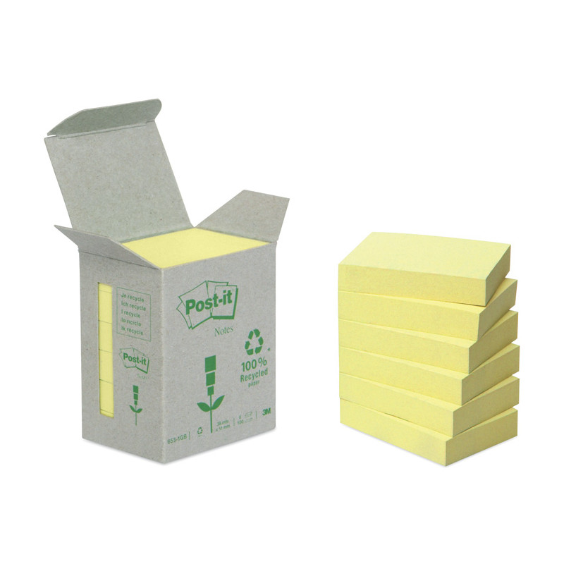8205-large_default Samolepící bločky Post-it recyklované - 38 x 51 mm / žlutá / 6 x 100 lístků