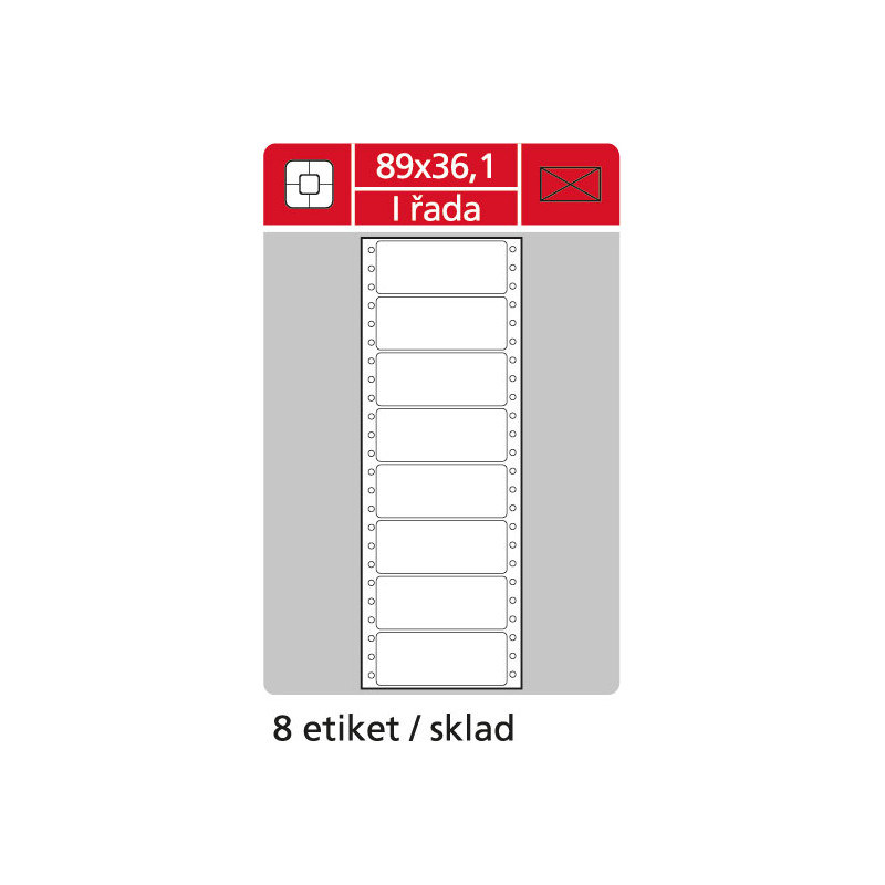 Tabelační etikety s vodící drážkou - 89 x 36,1 mm jednořadé 4000 etiket / 500 skladů