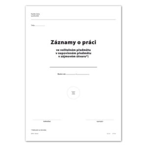 Záznamy o práci v nepovinném předmětu, zájmovém útvaru dvoulist A4