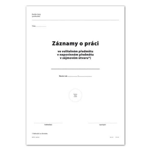 91-large_default Záznamy o práci v nepovinném předmětu, zájmovém útvaru dvoulist A4